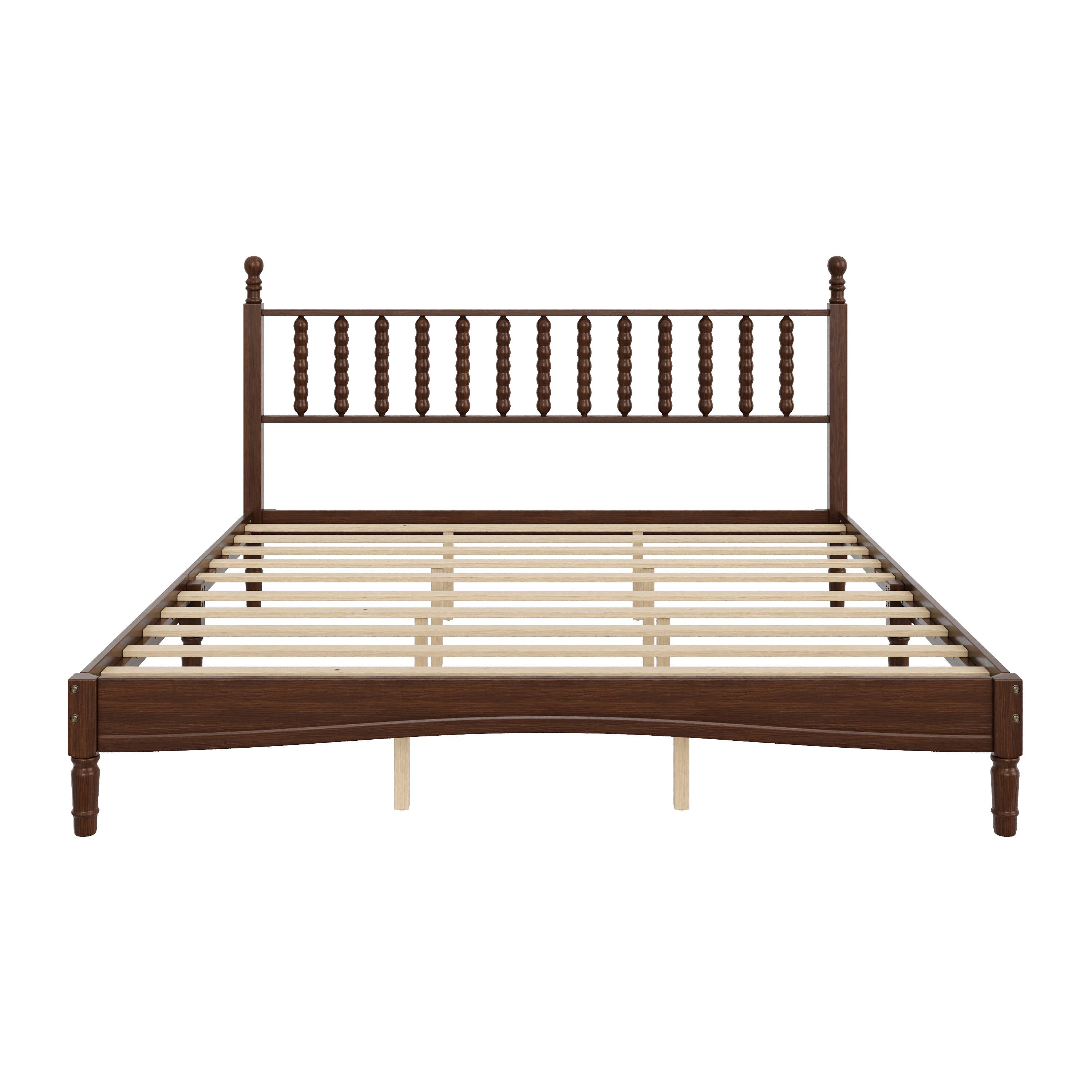 39F Inc. - Wholesale Bed - Retro Wood Platform Bed King/Queen/Full & Nightstand, Walnut0