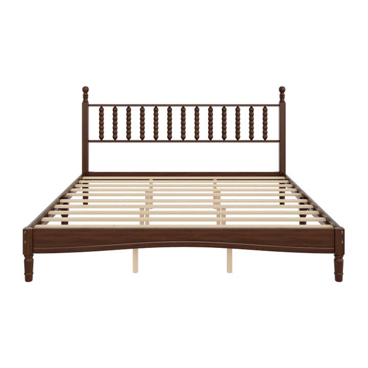 39F Inc. - Wholesale Bed - Retro Wood Platform Bed King/Queen/Full & Nightstand, Walnut