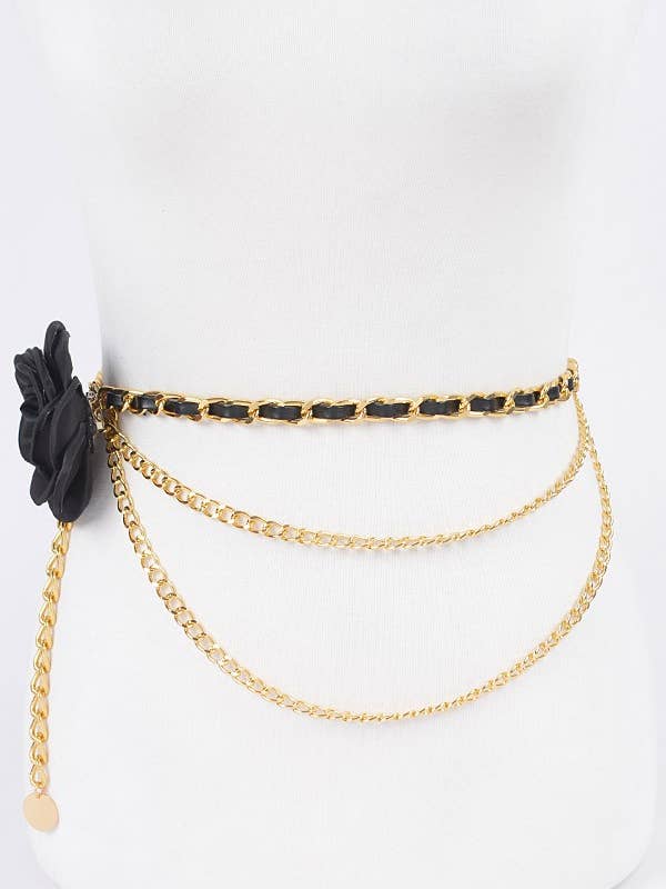 Cintura a catena a doppio strato in metallo con fiori PB8685 per la vendita all'ingrosso da parte di anbfashion