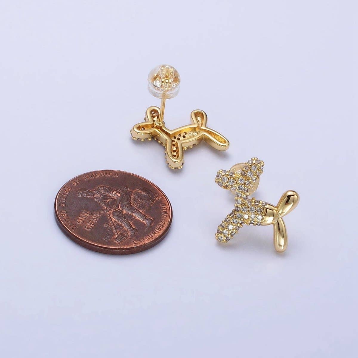 Aim Eternal - Wholesale Stud/Post Earrings - Gold, Silver Dog Balloon Bubble Animal Micro Paved CZ Stud Earrings | AB560 AB5613