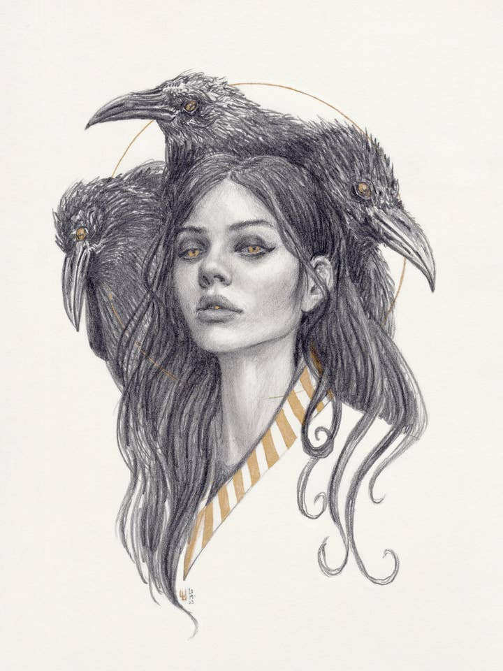 Raven Woman Limited Edition Print for wholesale by Studio Umbralux