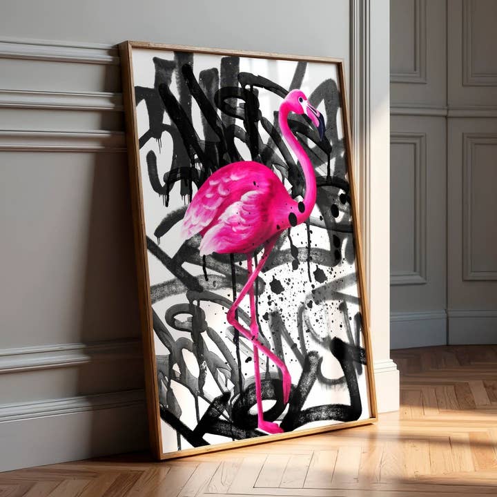 Flamingo Drip | Impressão de Arte de Parede com Spray de Graffiti por atacado de Belter Prints
