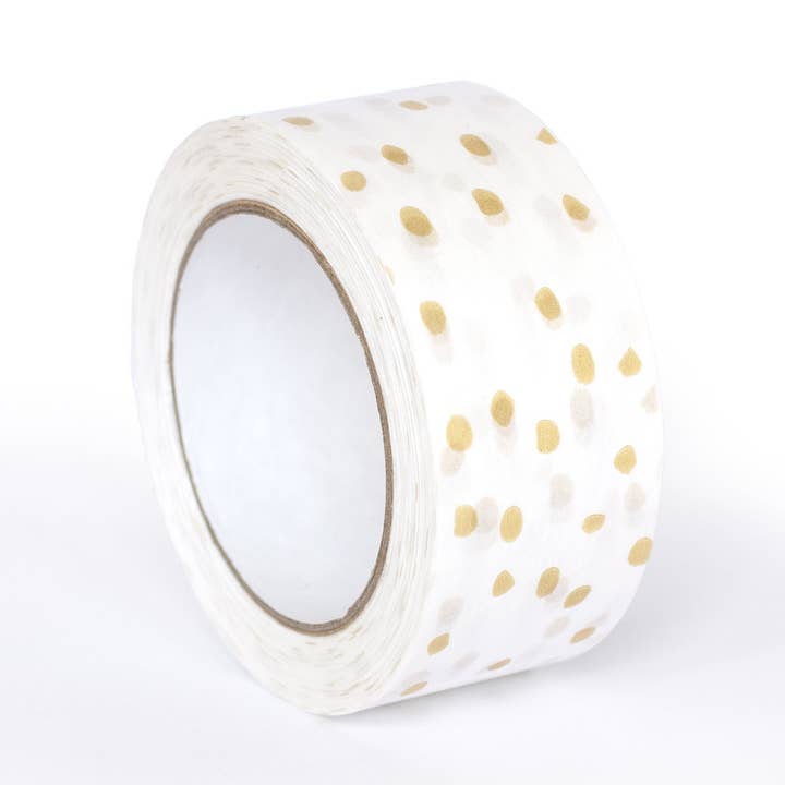 Ruban adhésif blanc à pois dorés imprimés pour emballage pour la vente par Packplan