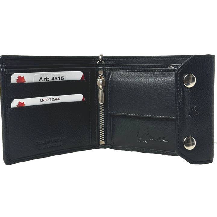 IGI CANADA - Vente Portefeuille – homme - Portefeuille à chaîne en cuir de vachette véritable pour hommes #4615