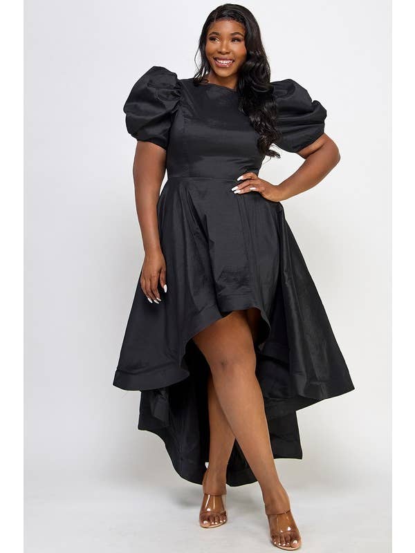 Namatt Design - Vente Robe – femme - Robe midi évasée à manches courtes Plus Puff3