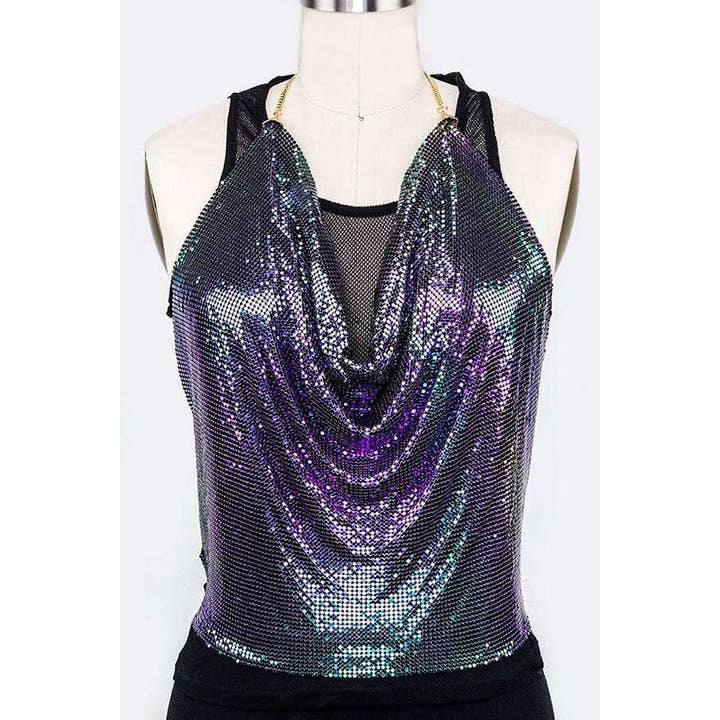 Artini Accessories - Wholesale Face/Body Chain - Metallic Chainmail Iconic Halter Top