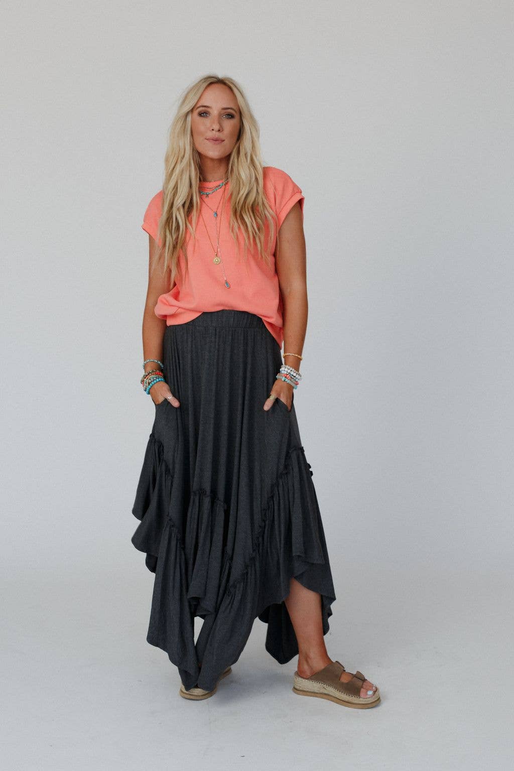 Three Bird Nest - Wholesale Skirt - Women's - Forever Beauty Maxi Skirt - Charcoal4