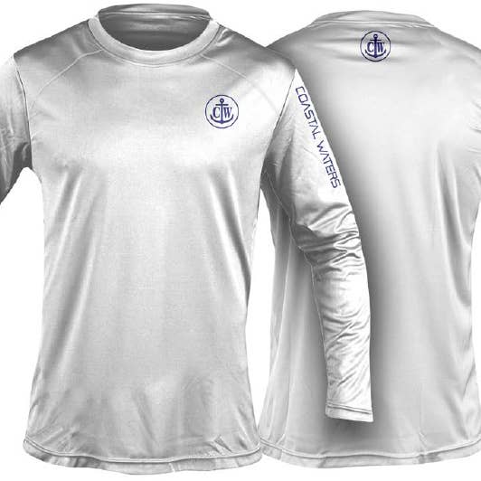 Coastal Waters Crew Neck UPF 50 Sun Protection Tee- White for wholesale by Coastal Waters Supply Company