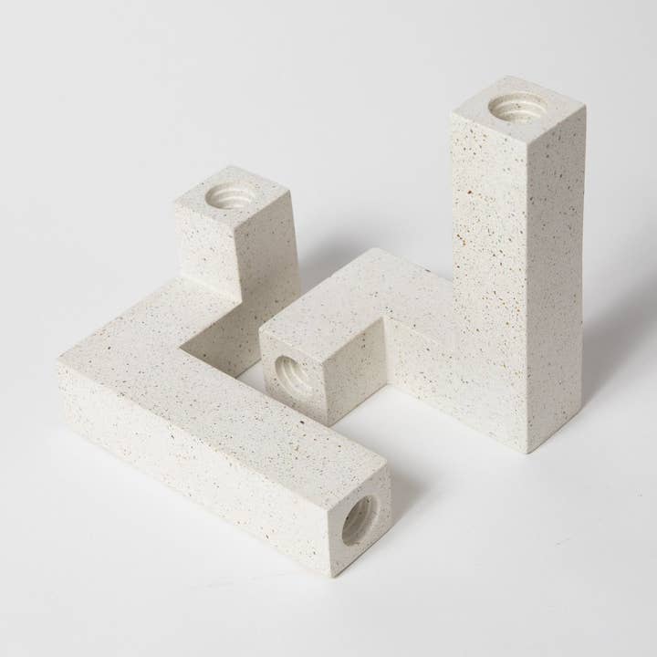 Candlestick Holder Set | White Terrazzo for wholesale by pretti.cool