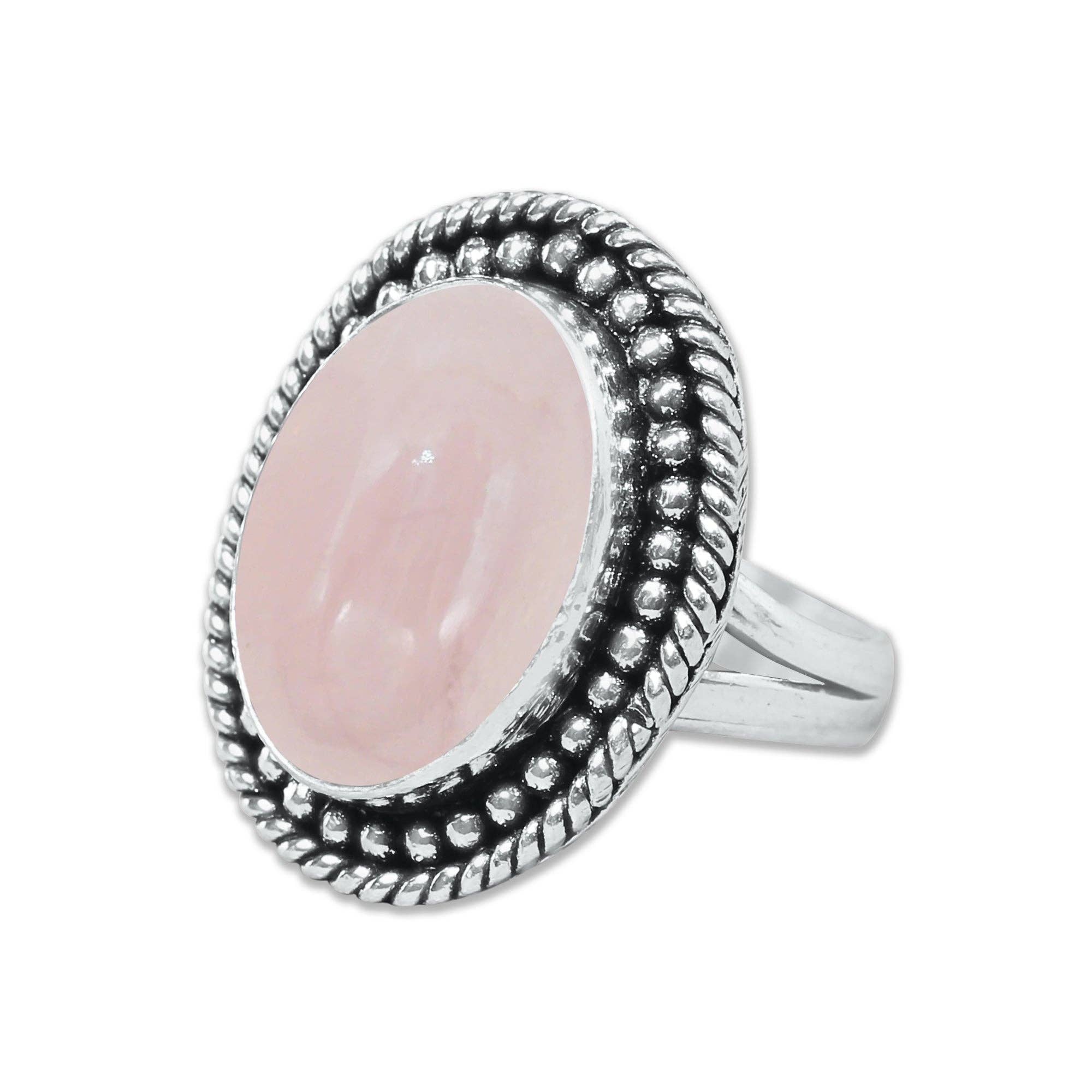 Handmade Jewels – wholesale Cocktail/Statement Ring – Rosenkvartsringar – Silverpläterade, Handgjorda, Mjuk Rosa (US Storlekar 6–10, Ej Justerbara)7