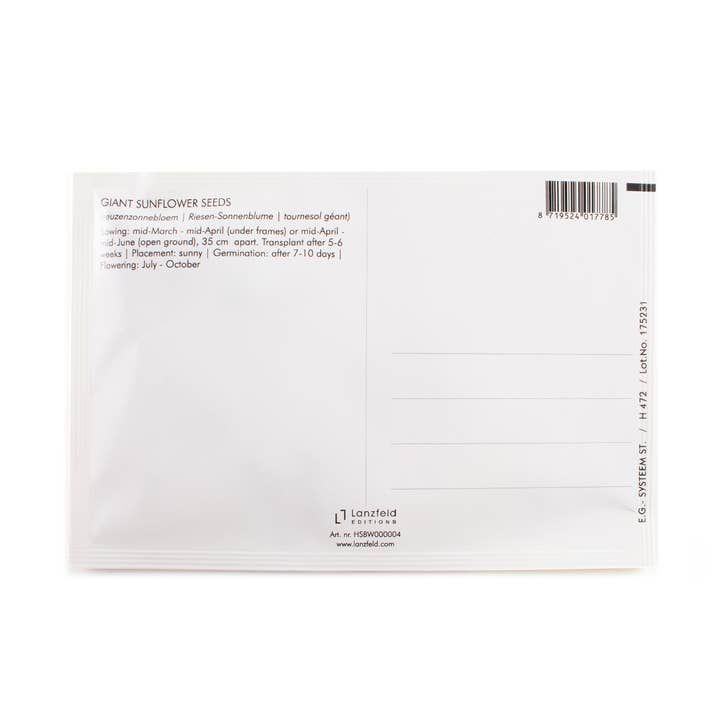 MUSEUM WEBSHOP - Wholesale Postcard - Postcard With Flower Seeds, Van Gogh, Sunflowers