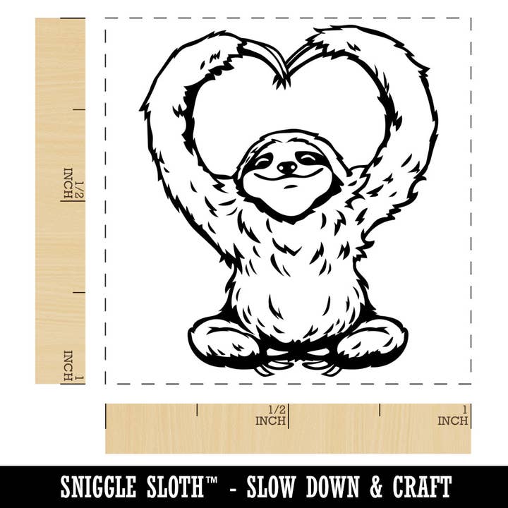 Happy Sloth Making Heart Arms Self-Inking Rubber Stamp Ink Stamper for wholesale by Sniggle Sloth