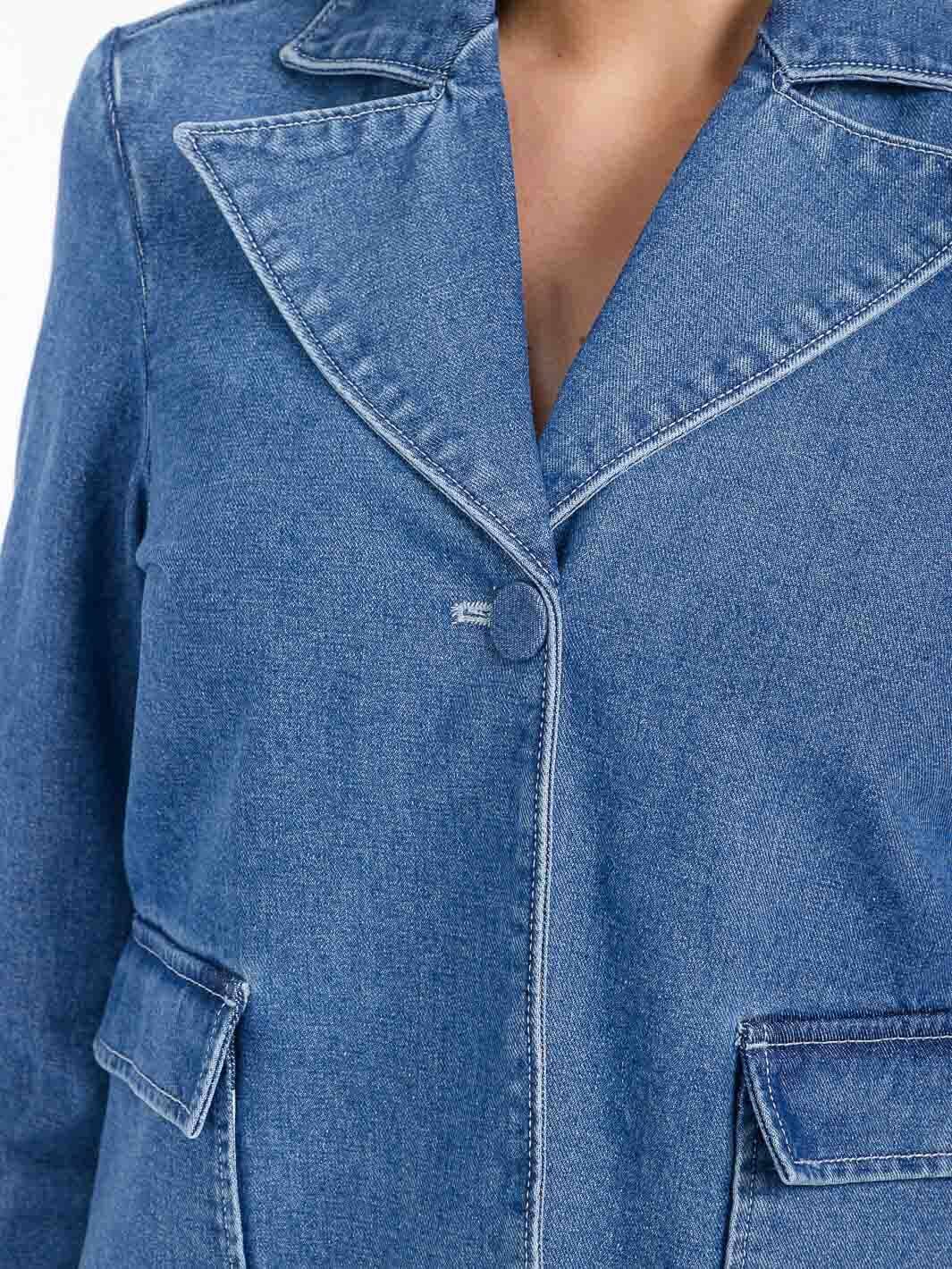 kycozy - Wholesale Denim Jacket - Women's - WOMEN'S LONG SLEEVE BUTTON CLOSURE FRONT POCKETS DENIM JACKET4