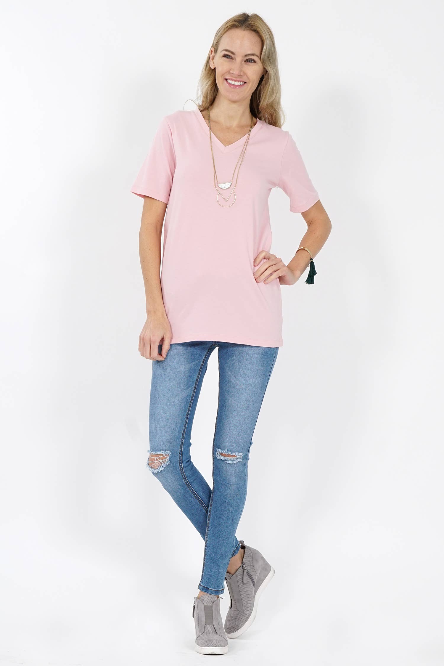 42POPS - Wholesale T-shirt (Zonder tekening) - Dames - Katoenen T-shirt met V-hals en korte mouwen16