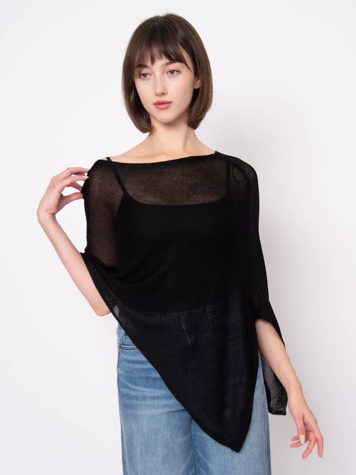 PONCHO ASYMÉTRIQUE À ENCOLURE BATEAU COSIMA - 57S439S pour la vente par RD Style