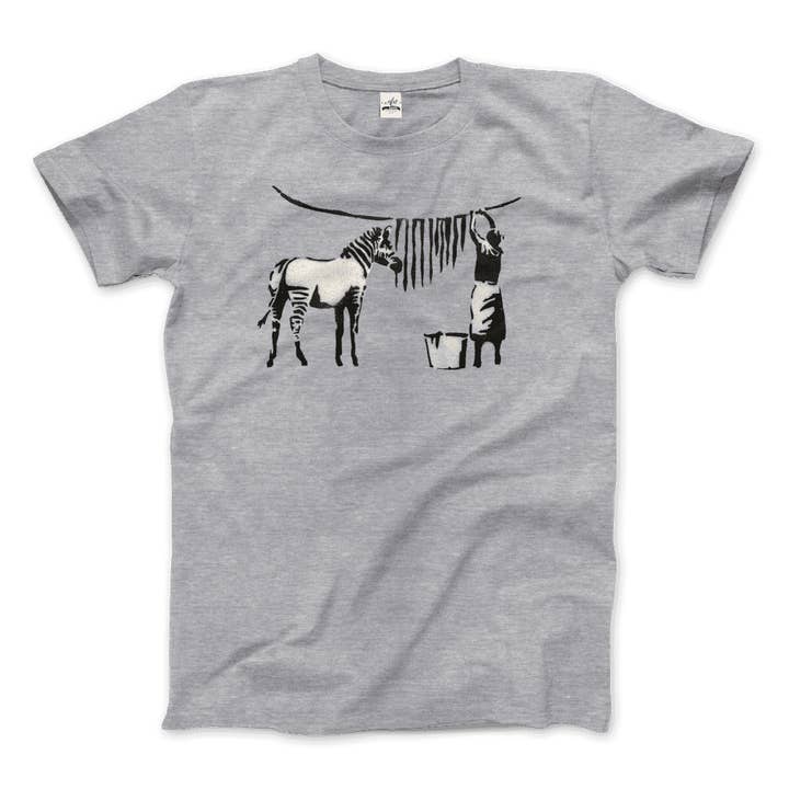 Art-O-Rama Shop - Wholesale Screen Printed T-Shirt - Unisex - Banksy Zebra Stripes Artwork T-Shirt