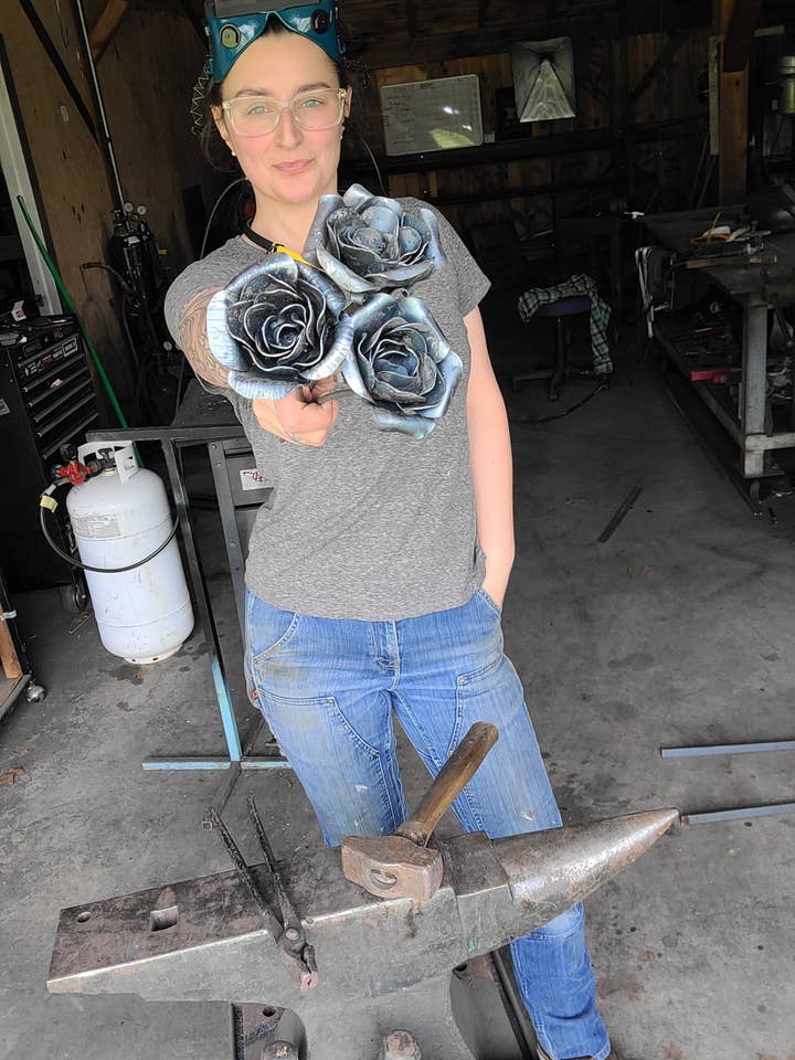 Single Forged Rose for wholesale by Arc and Hammer