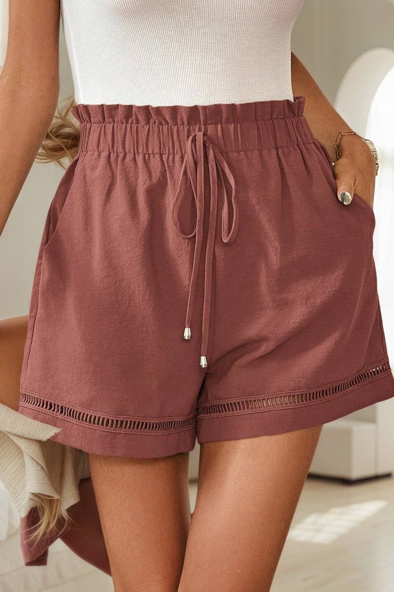 NINEXIS - Wholesale Shorts - Women's - CWBSP00637_HIGH WAIST DRAWSTRING WIDE LEG SHORTS1