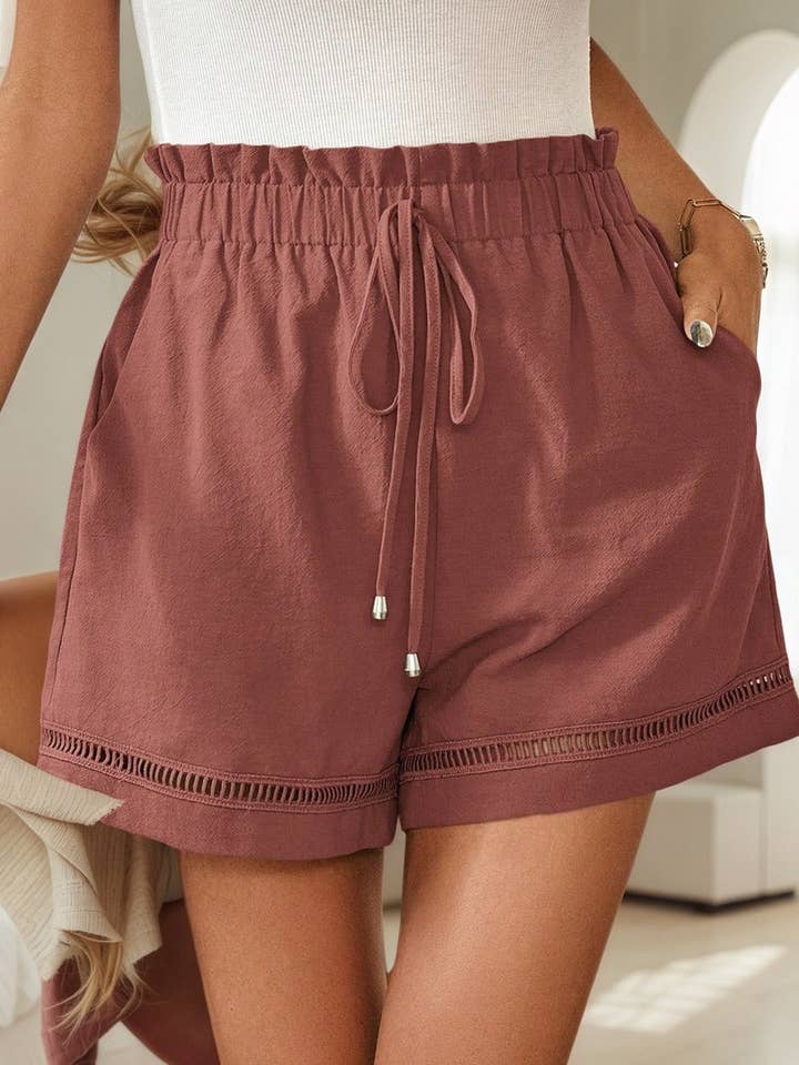 NINEXIS - Wholesale Shorts - Women's - CWBSP00637_HIGH WAIST DRAWSTRING WIDE LEG SHORTS1