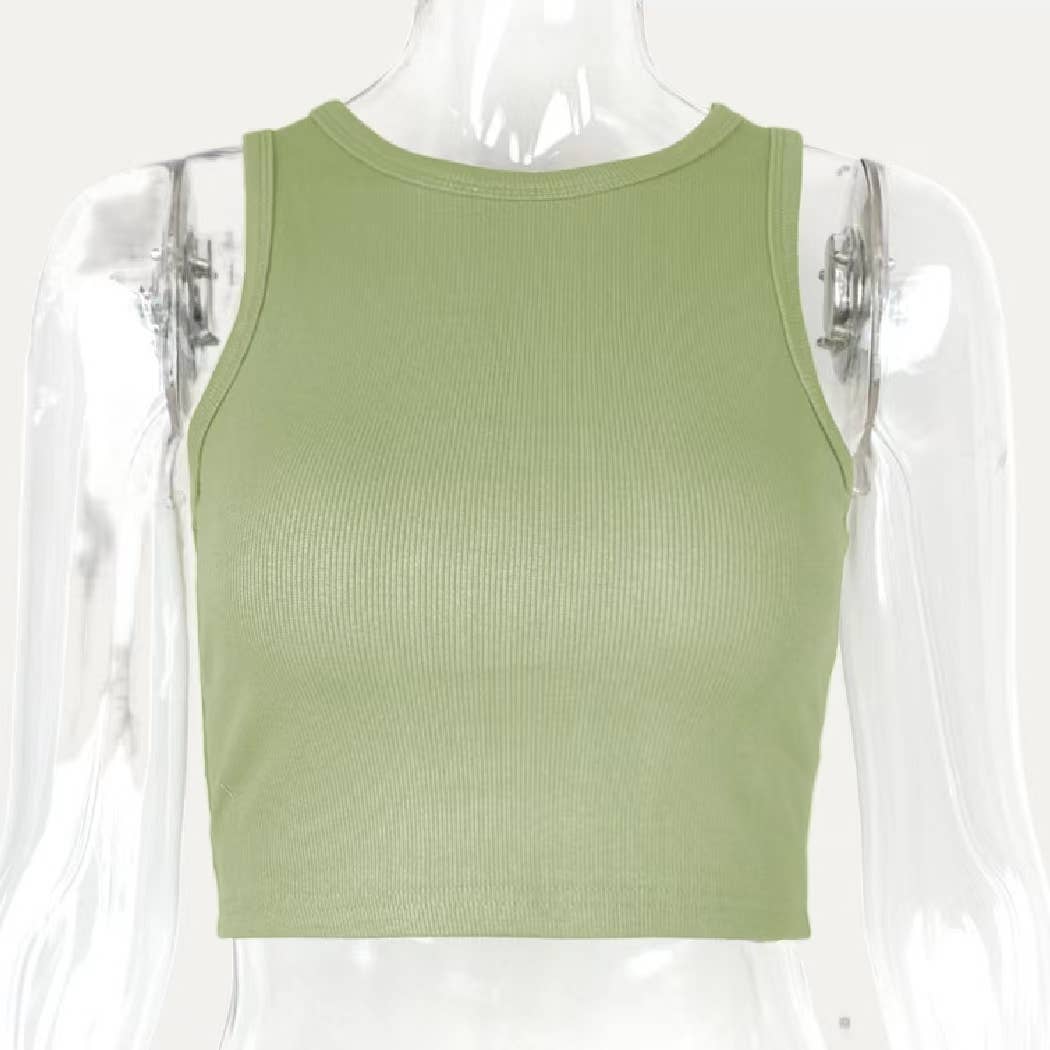 The Moment Collection - Wholesale Tank Top - Women's - Active Solid Color Cropped Tank Top4