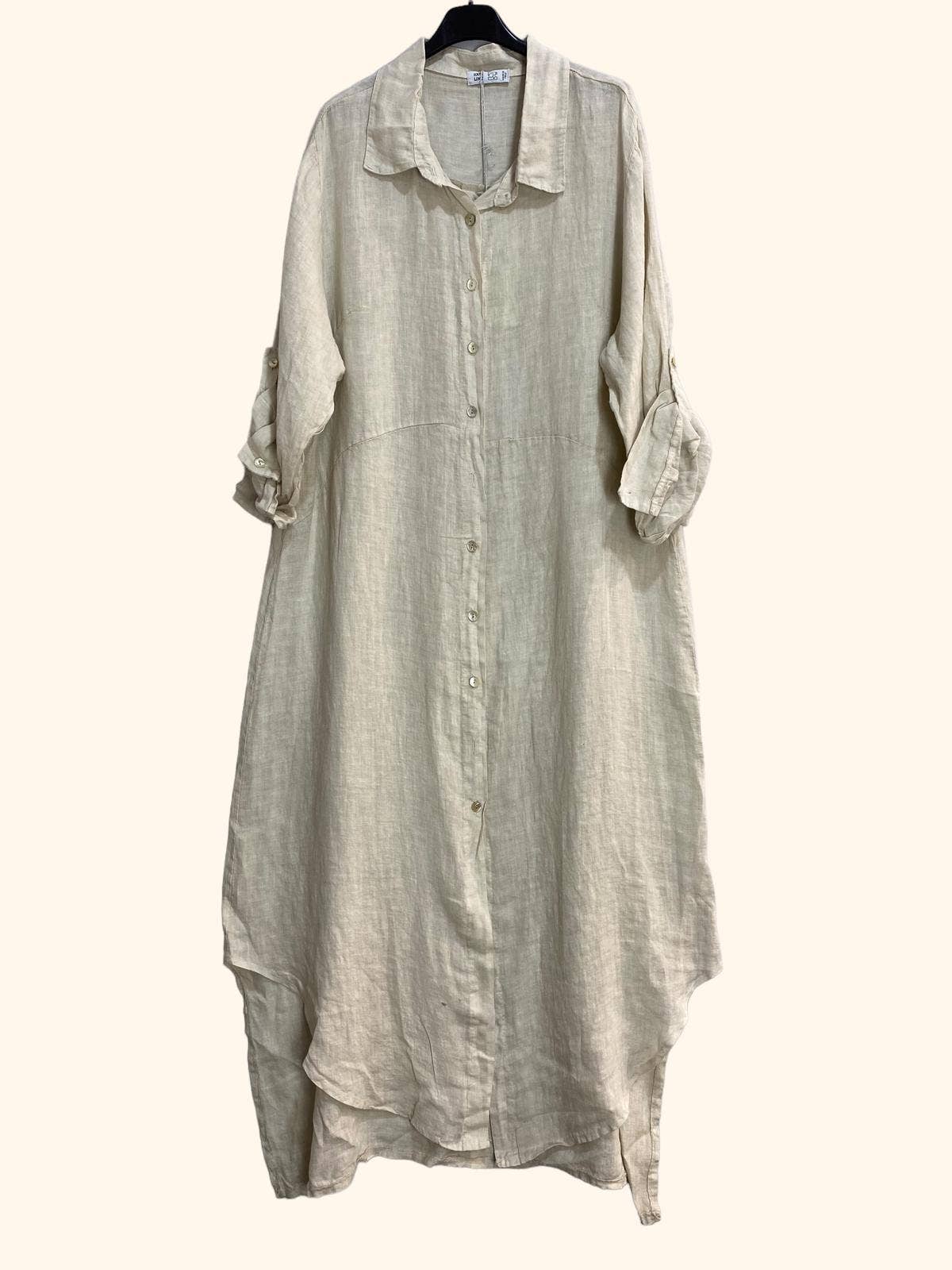 la maison des fibres naturelles - Wholesale Button Down Shirt - Women's - Long shirt dress 68036 100% LINEN64