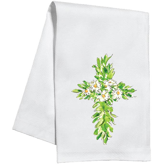 Floral Cross Kitchen Towel for wholesale by RosanneBeck Collections