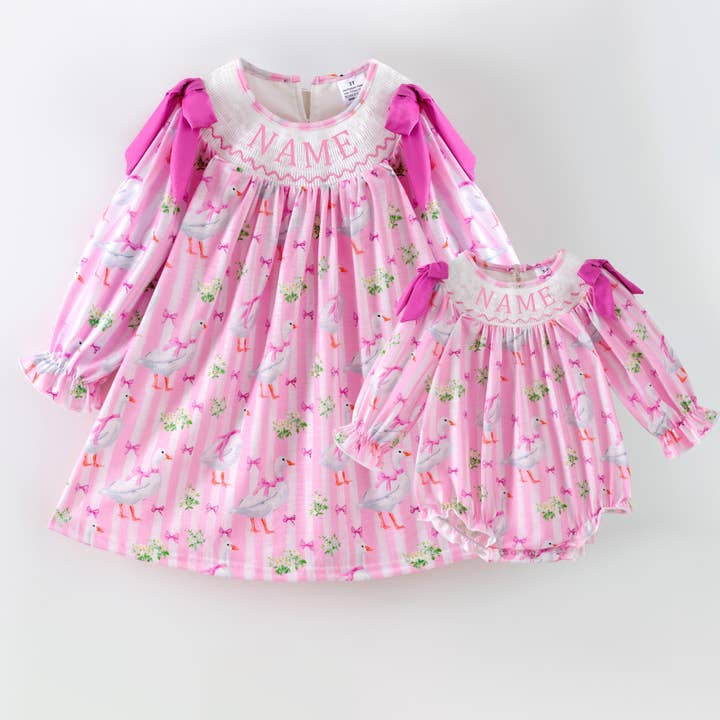 Auraquise - Wholesale Clothing Set - Baby - Kids Custom Name Gilly Goose Embroidery Smocks Sibling Clothes9