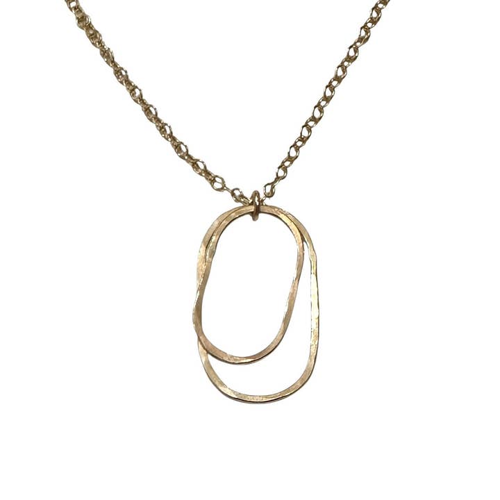 Derby Gold Double Oval Necklace, Vertical for wholesale by Cloverleaf Jewelry
