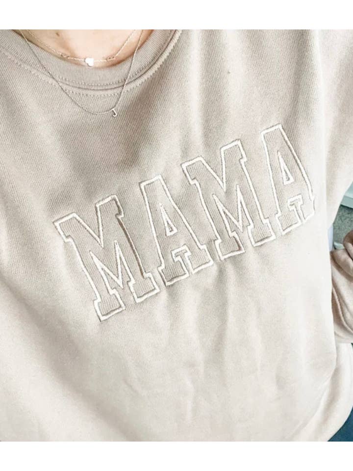 Honey Soul LLC - Wholesale Sweatshirt – Women's - Neutral Embroidered MAMA Sweatshirt3