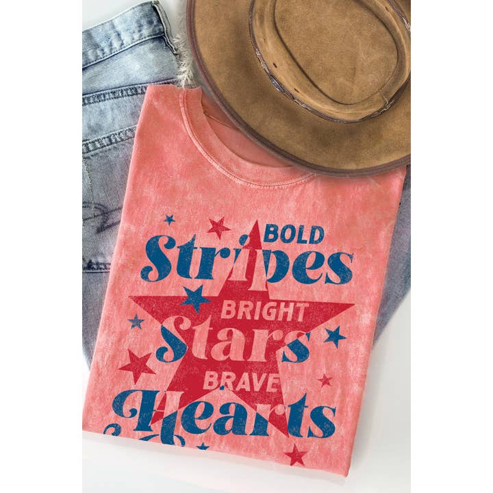 Amused by Blue - Wholesale T-Shirt (Graphic) - Women's - 4th of July Bright Star Mineral Washed T Shirt