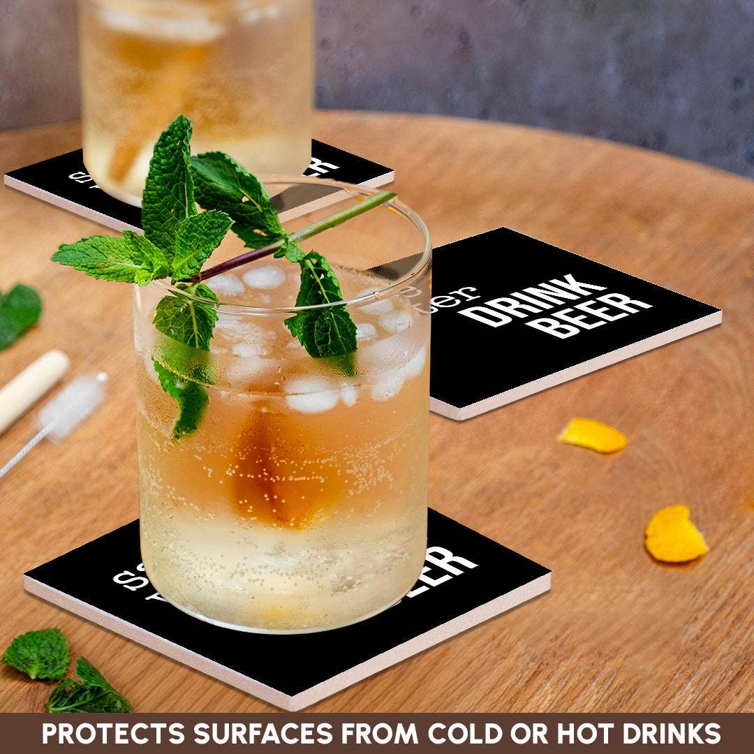 3dRose - Wholesale Coasters - 3dRose, Save Water Drink Beer. White lettering on black background., Coaster2