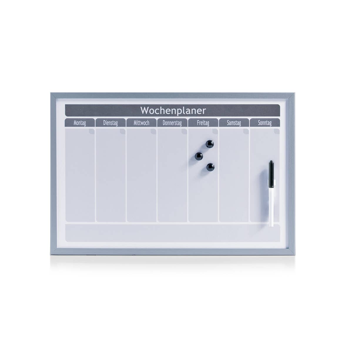 white Weekly planner, magnetic, metal/MDF, aluminum gray for wholesale on Faire