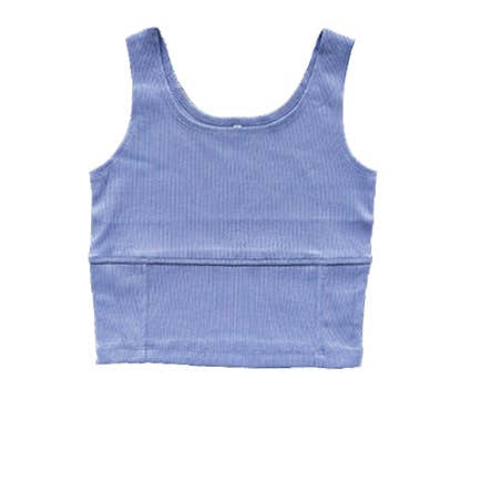 A17 Blue Ribbed Corset Tank Top for wholesale by Little Olin