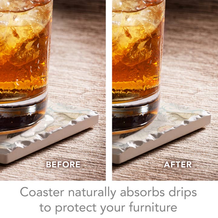 CounterArt/Highland Home/Thirstystone - Wholesale Coasters - Shoreline Blue Heron Absorbent Stone Tumbled Tile Coasters1