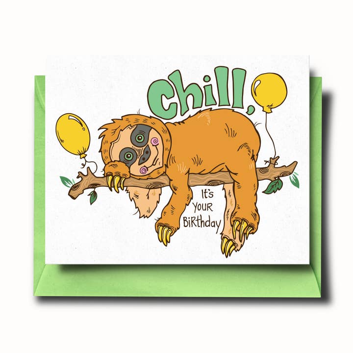 Chill Sloth Geburtstagskarte für den Großhandel von SOMETHING OF A DANDY