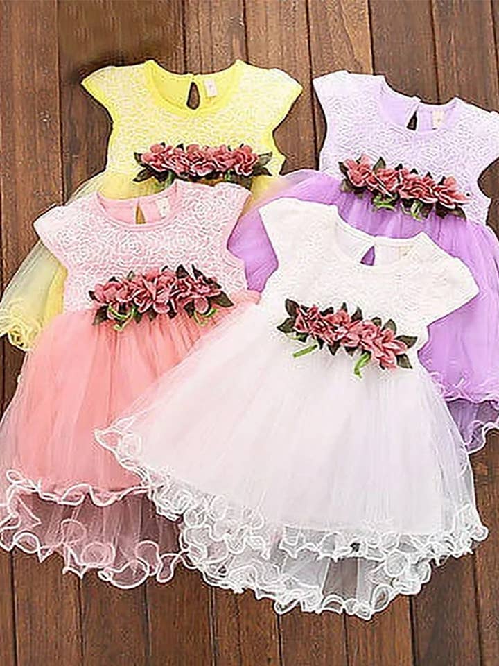 Fennco Styles - Wholesale Dress - Baby - Lace Tulle Baby Flower Girl Dress