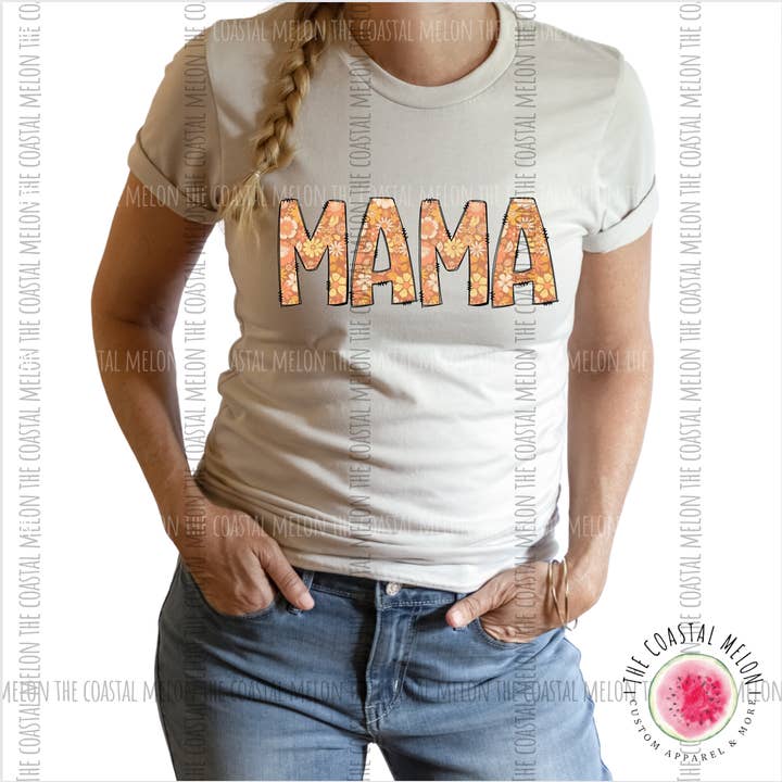 Retro Floral Mama Trykt Tee for engroshandel hos The Coastal Melon