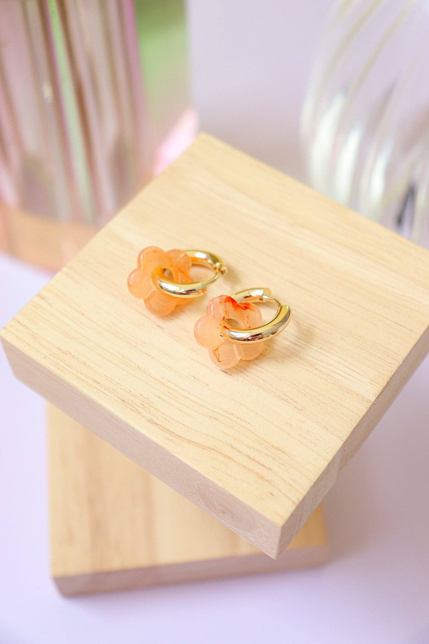 CG Home - Wholesale Dangle Earrings - Lise peach Tye and Dye earrings1