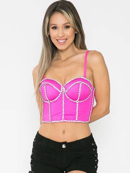 All Around Rhinestone Detailed Bustier for wholesale by Lydia USA