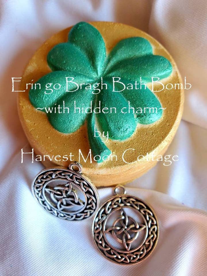 Erin Go Bragh Bath Bomb With Hidden Charm for wholesale by Harvest Moon Cottage Bath and Body