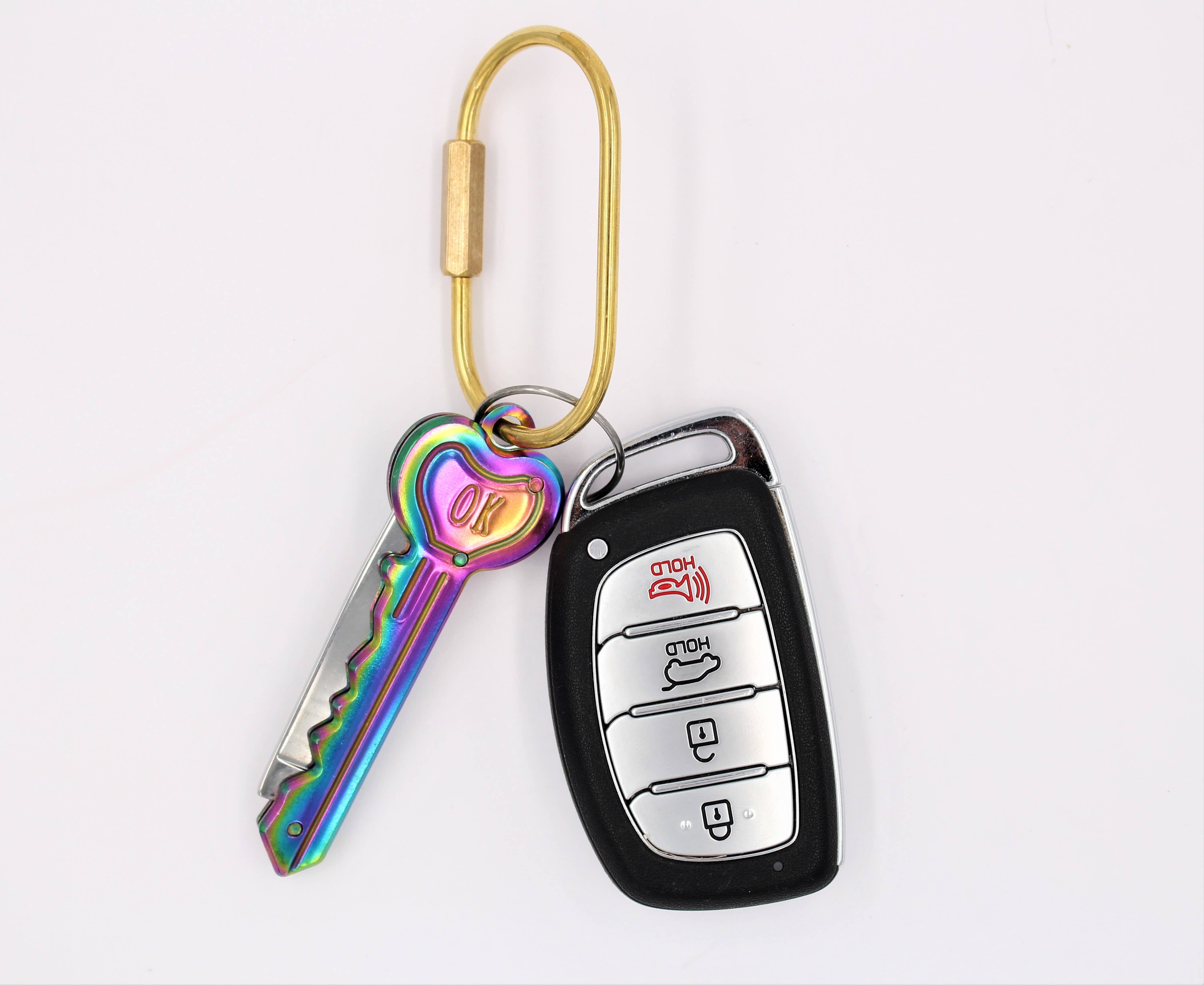 Real Sic - Wholesale Pocket Knife/Holder - Rainbow Knife Keychain – ‘OK’ Utility Pocketknife – 2" Blade5