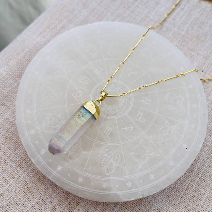 Collana al quarzo Angel Aura - Oro per la vendita all'ingrosso da parte di Omen Bazaar LLC