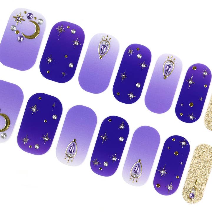 ClebleNails - Wholesale Nail Art/Decal - Purple Ombre Nail Wraps / Transparent Moon Nail Strips / 3D Star Nail Wraps / Korean Nail Wraps / Glitter Nail Wraps Free Shipping US