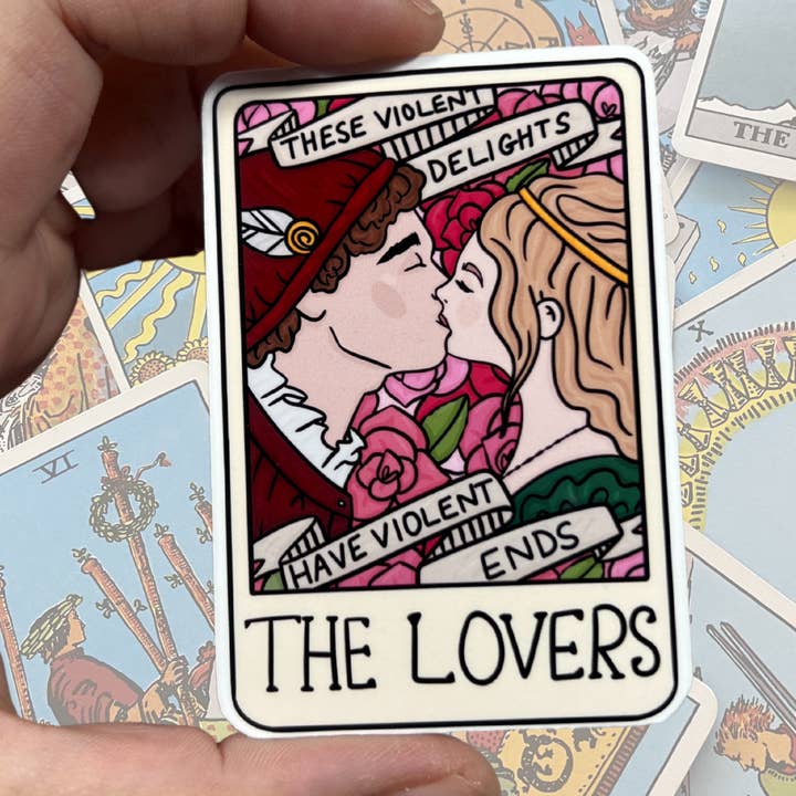 Elskernes Tarotkort Glansfuld Vinyl Vandafvisende Klistermærke for engroshandel hos familiar sadie