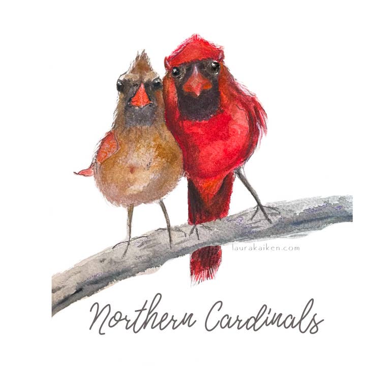 Laura K Aiken Studio - Wholesale Tea Towel - Northern Cardinal Red Bird Tea Towel2