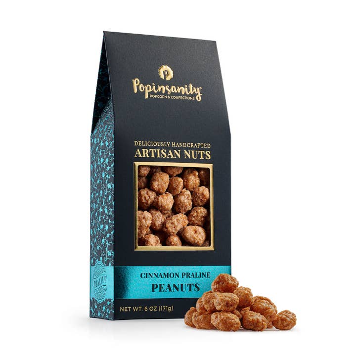 Popinsanity Popcorn & Confections - Wholesale Nuts - 🆕 Cinnamon Praline Peanuts | Gourmet Candied Nuts Gift Box