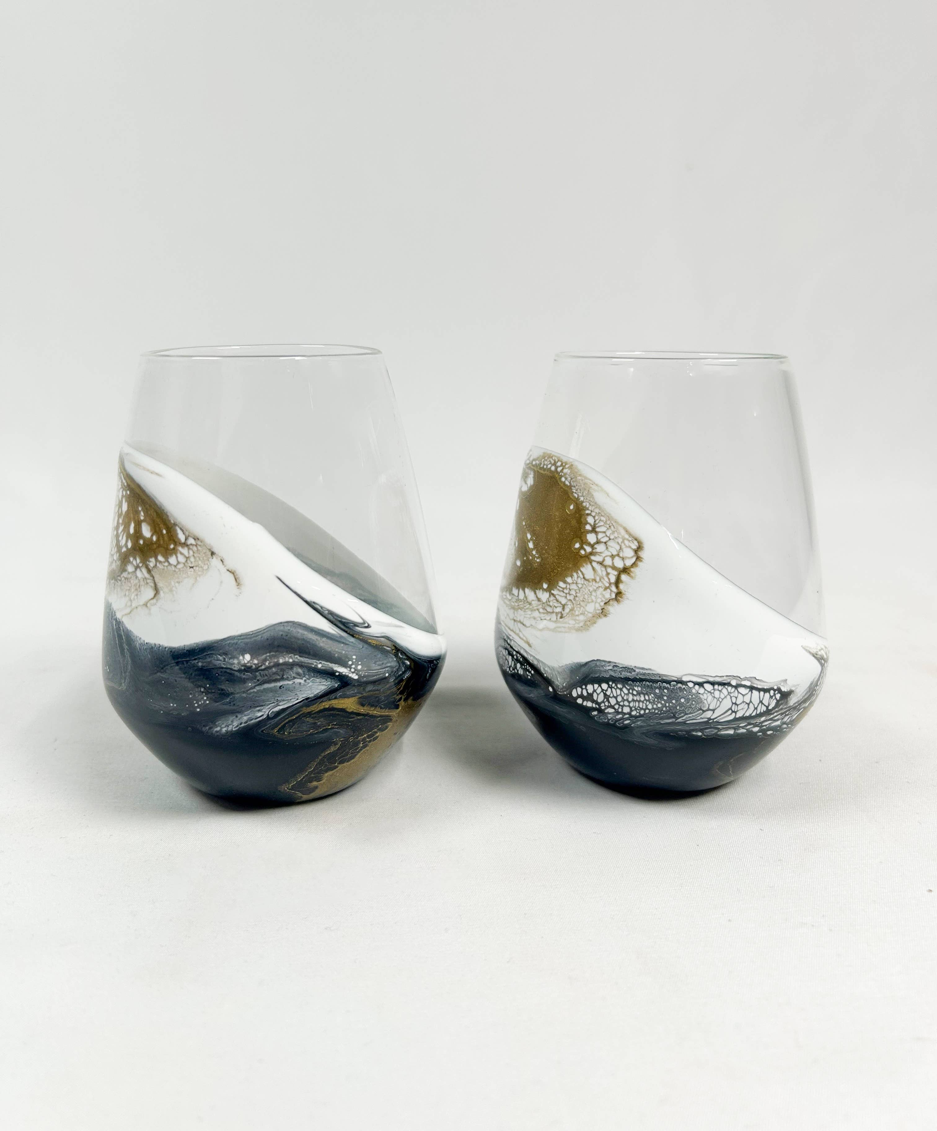 Lynn & Liana Designs - Venta al por mayor Copas de cóctel/licor - Vasos para vino y entretenimiento con acento de resina - ¡SIN ARANCELES!25