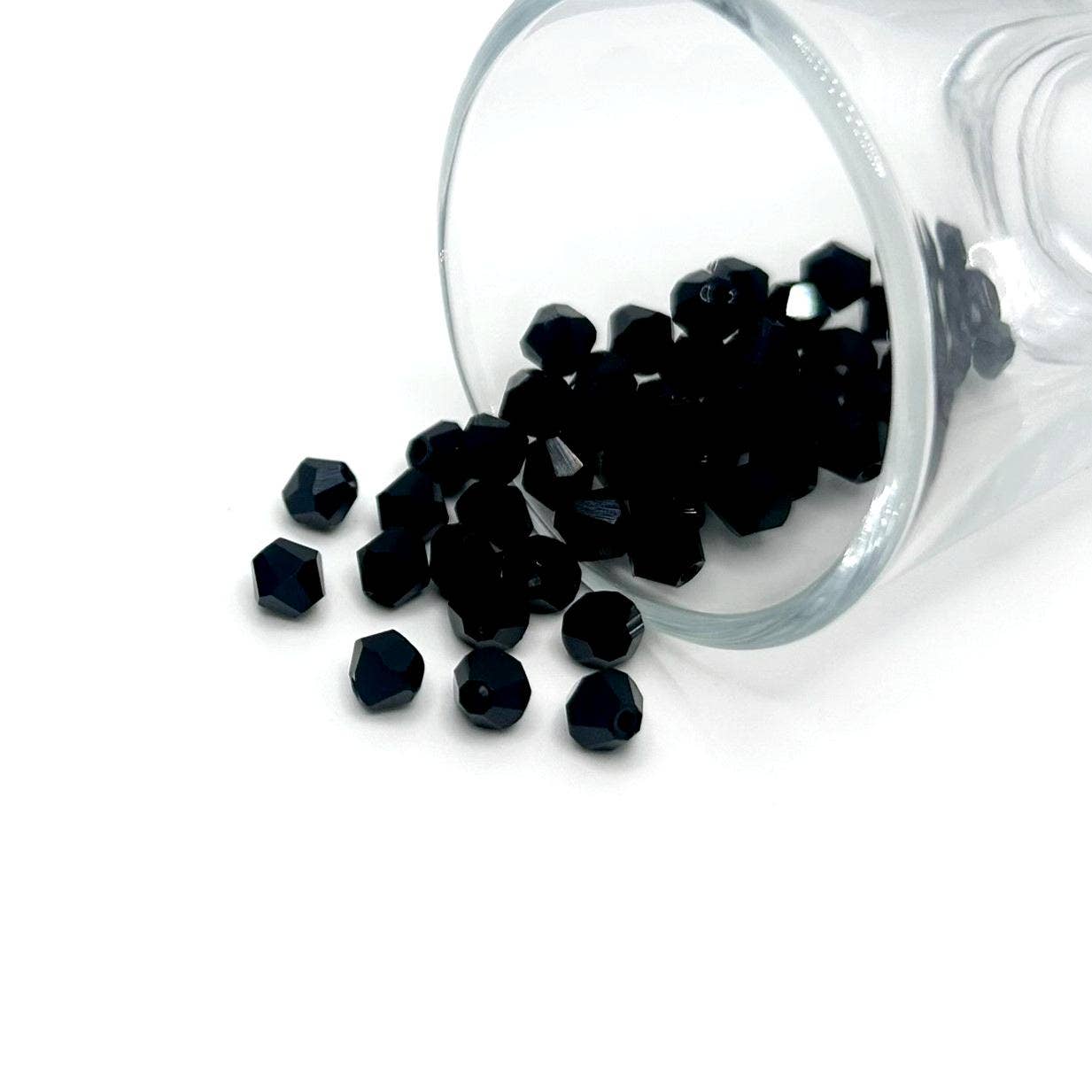 Guerrilla Charm - Wholesale Beads - 6x6mm Black Opaque Bicone Beads, Imitation Crystal, Grade AA0