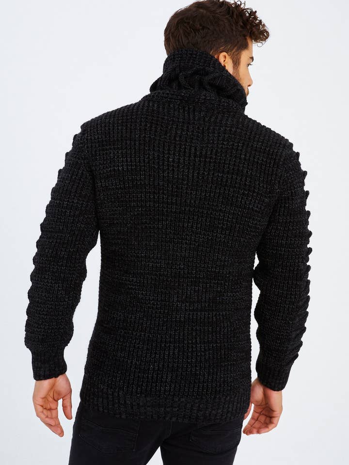 Leif Nelson GmbH - Wholesale Knit Sweater - Men's - Men's Knit Sweater Chunky Knit Shawl Collar LN-558528