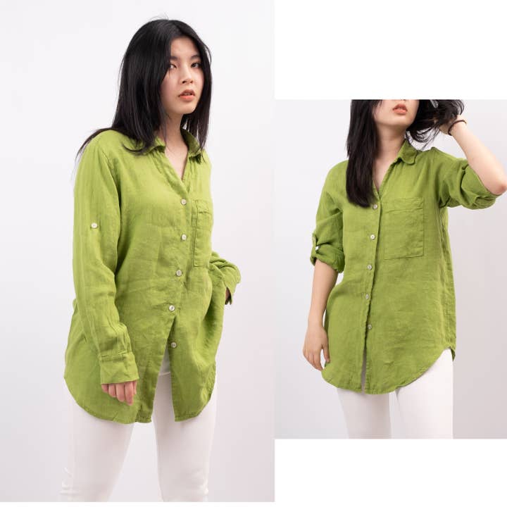 Cecile Wang - Wholesale Button Down Shirt - Women's - Linen shirt 159100471